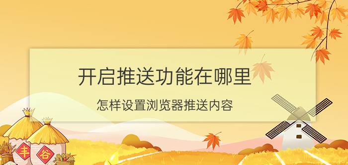 开启推送功能在哪里 怎样设置浏览器推送内容？